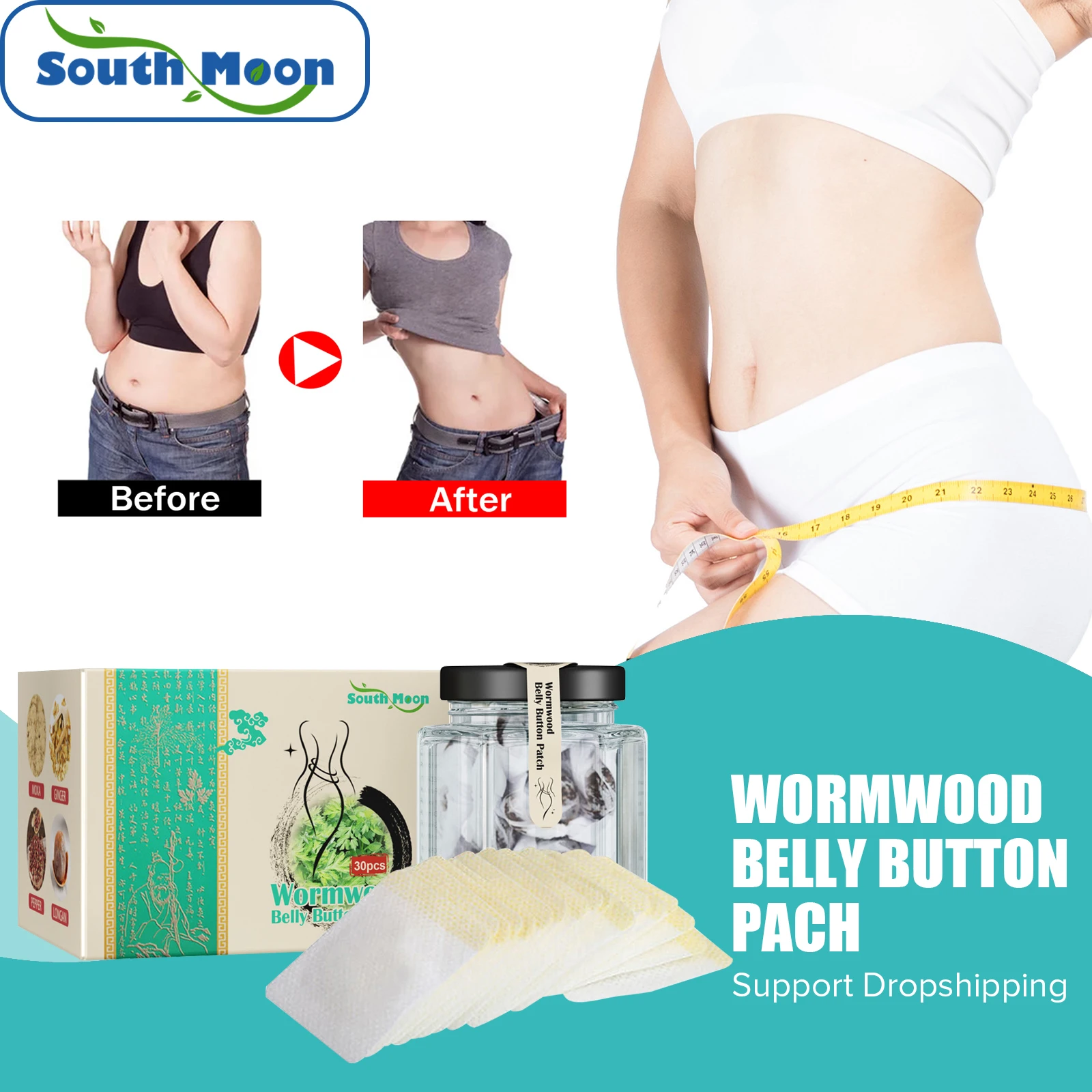 

South Moon Slim Patch Fat Burning Detox Slimming Belly Waist Pellet Wormwood Weight Loss Navel Stickers Fast and Free Shipping