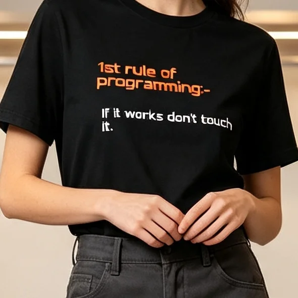 Programming Rule If It Works Don't Touch It T-Shirt Coding Humor Developer Quote Tee Color Casual Tech Streetwear Y2k Top