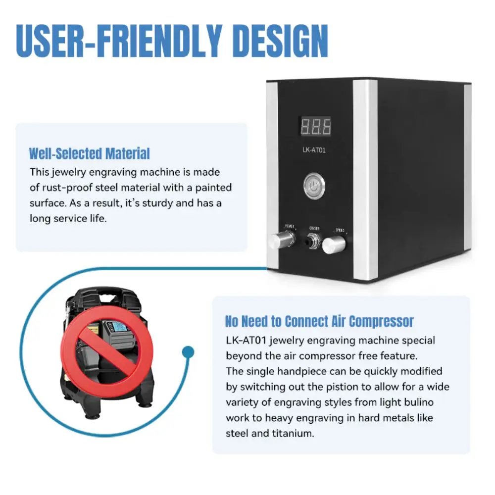 Professional Pneumatic Engraving Machine Tool Set for DIY Jewelry Making, Goldsmith Casting, and Handmade ProjectsLK-AT01