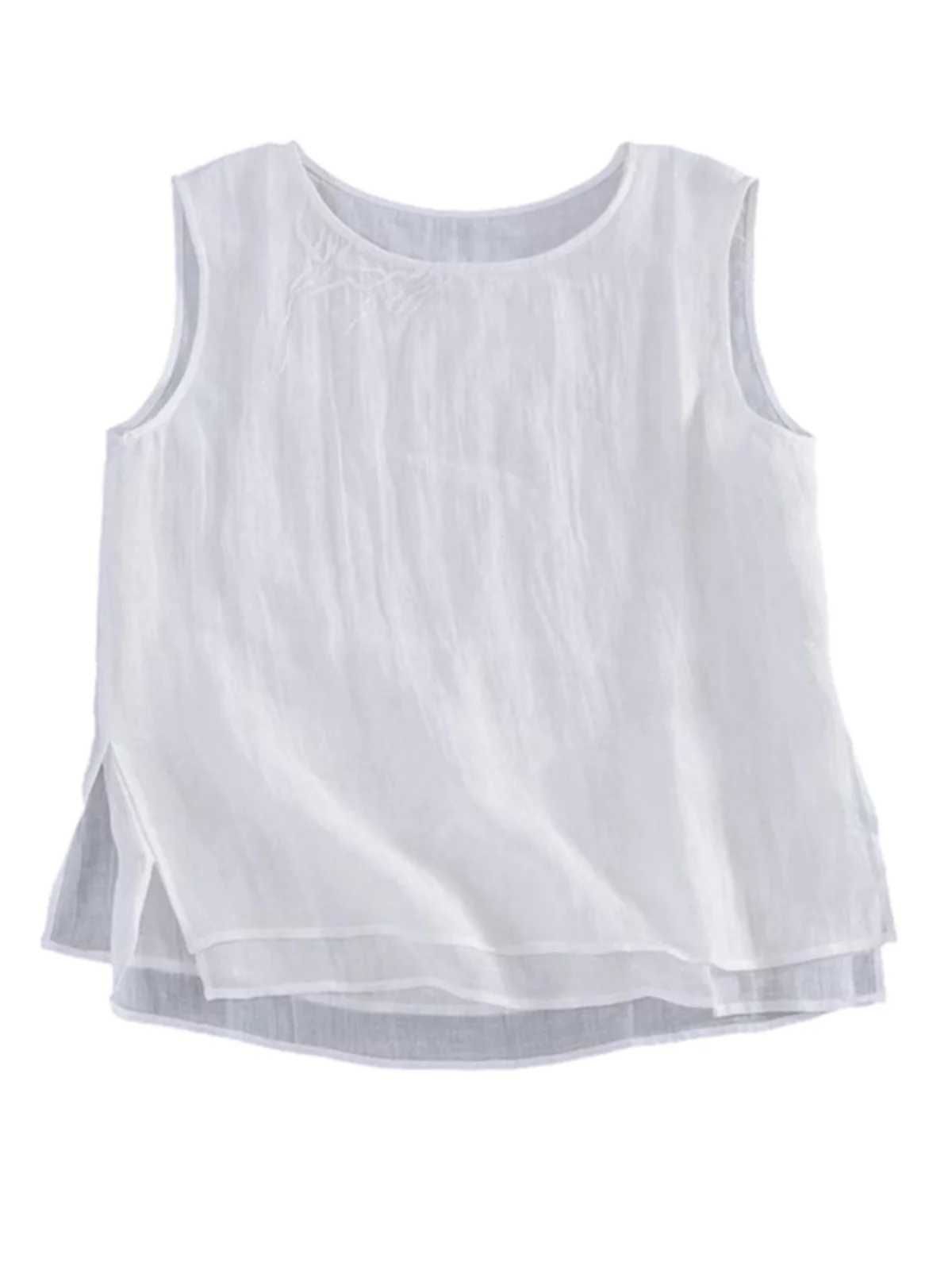 سترة صيفية رفيعة بطبقات مزدوجة من القنب فضفاضة تناسب Svel من القطن والكتان مستديرة Ne الملمس طبقة أساسية علوية للسيدات