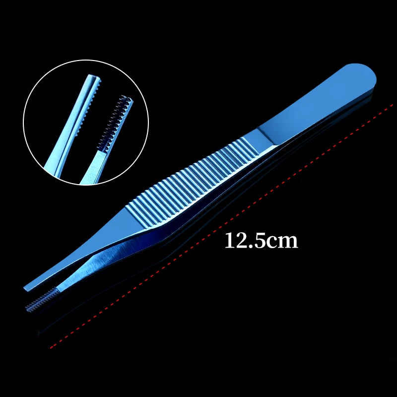 

1pcs stainless steel cartilage tweezers ear and nose with teeth to take cartilage tissue big belly tweezers 12.5cm