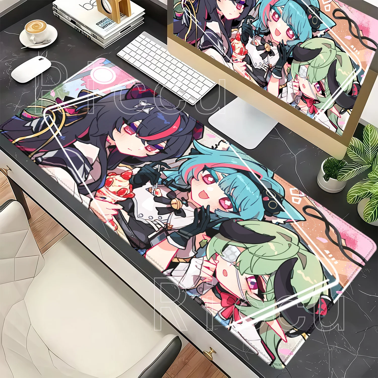 HD-Druck Shinku Mint Iroi Neverness To Everness NTE Mauspad Rutschfeste Basis Gummi Büro-Mauspad Gaming Overlock Schreibtischunterlage