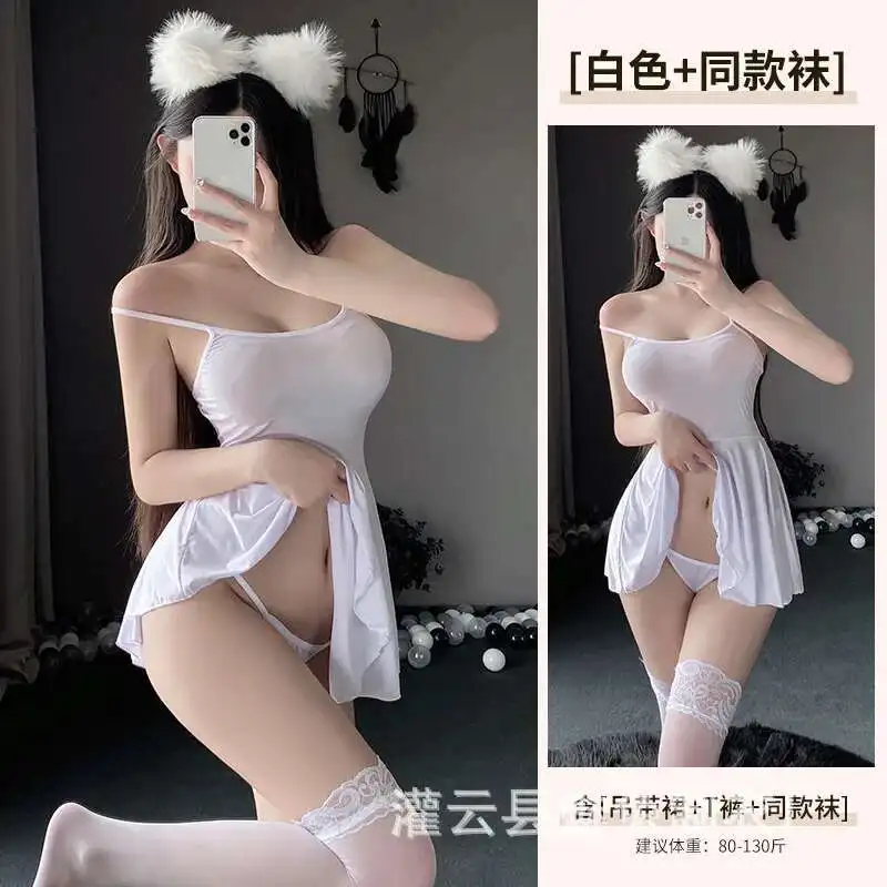 فستان نسائي صغير على الصدر ، مثير بلون واحد ، حزام معلق ، سحر شفاف أنيق مطوي ، نحيف ناضج ، طراز جديد ، G8O9