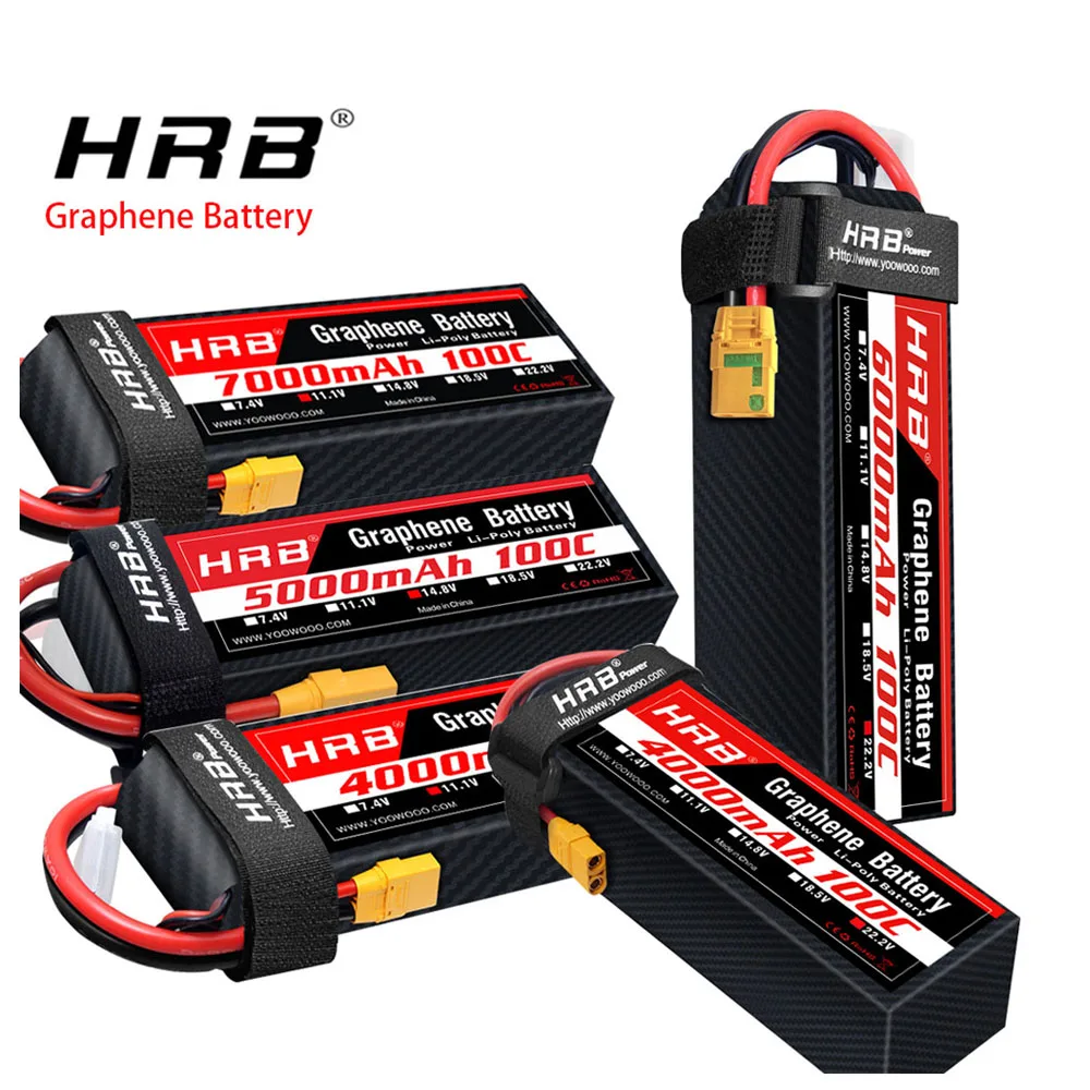 HRB Graphene Battery 2S 3S 4S 6S RC Lipo 3300mah 4000mah 5000mah 6000mah 7000mah 11.1V 14.8V 22.2V Lipo Battery for RC Car Drone