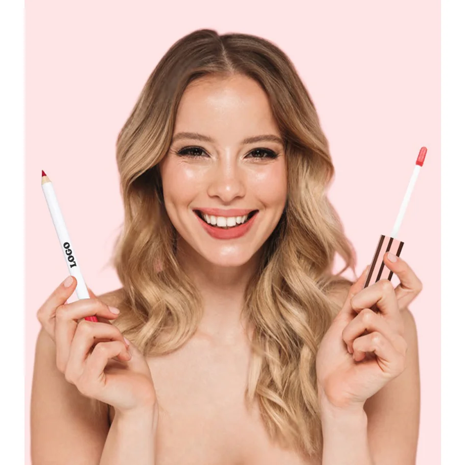 Trucco vegano Etichetta privata all'ingrosso Logo personalizzato Set di rossetti impermeabili senza trasferimento Kit di matite per labbra lucidalabbra opaco Non sbiadisce