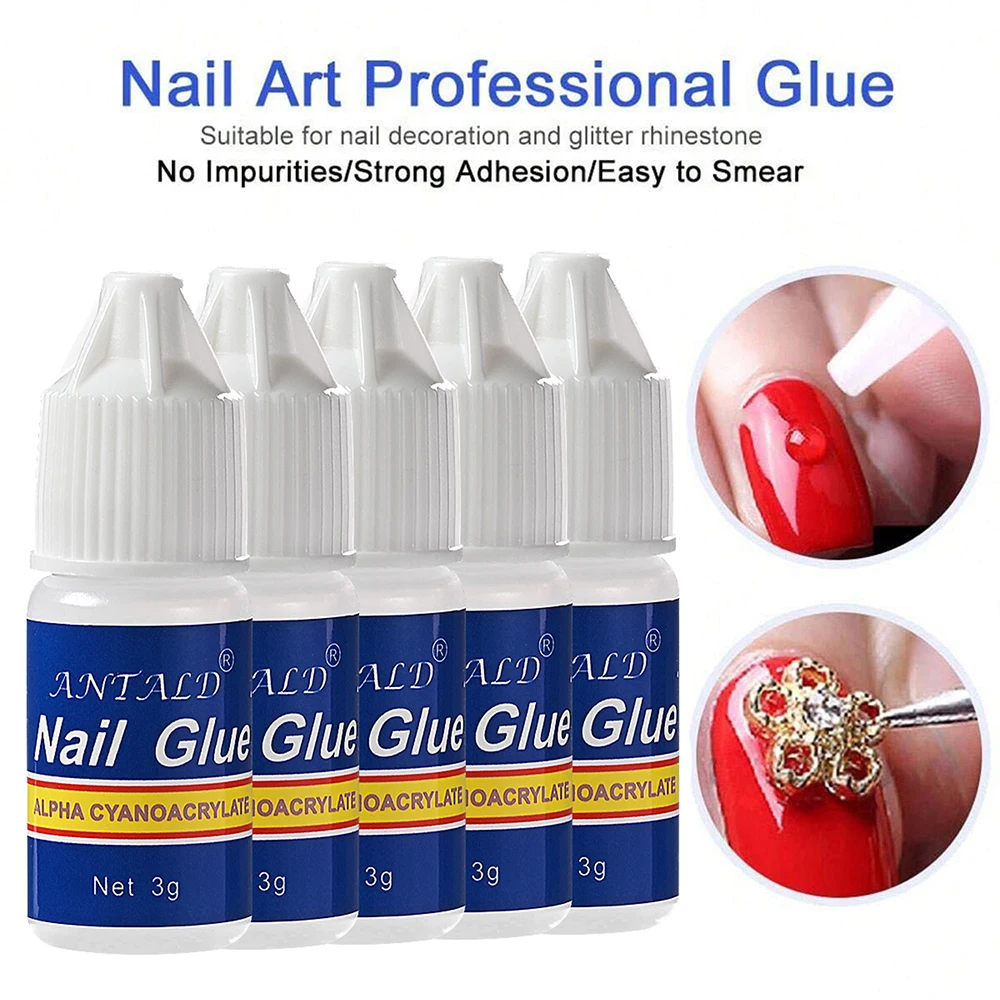 5/10pcs Fast-Dry Nail Glue Quick Super Strong Acrylic Tips & Rhinestone Professional Nail Bond Glue Manicure Supplies For Salon