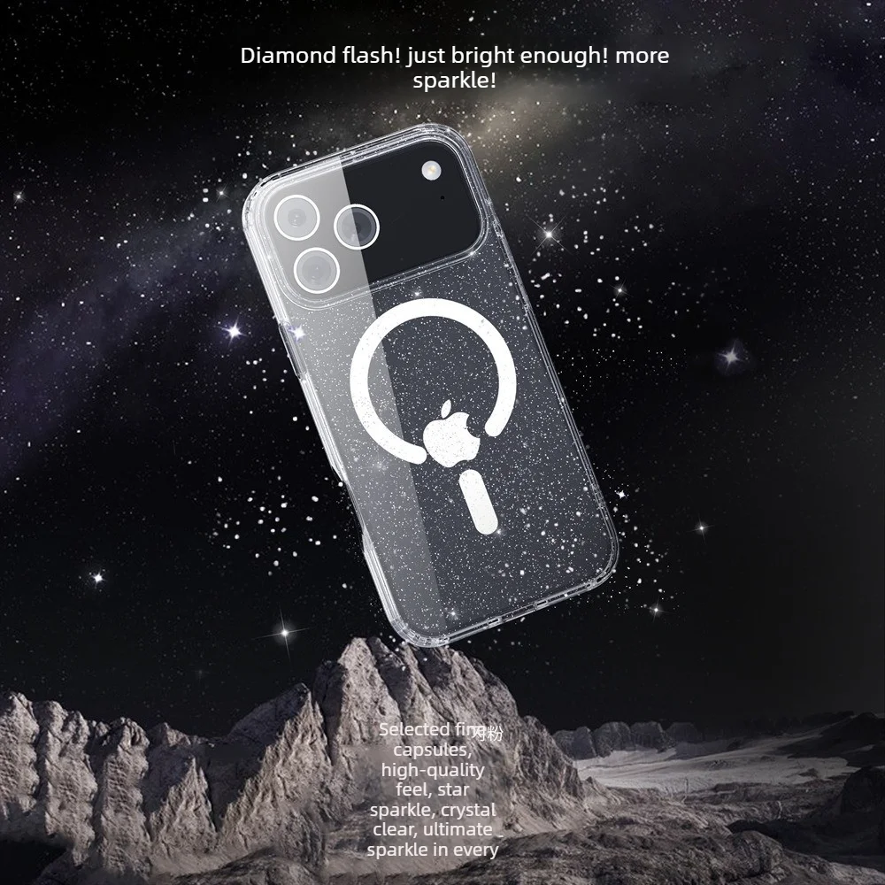 Transparente Glitzer-Symmetrie für Magsafe Magnetische Hülle für iPhone 18 Pro Max 17 Air16 15 14 13 Sturzsichere Ott-Box Panzerhülle – Detail 7