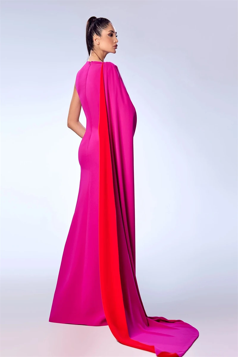 SUMNUS Simple Fuschia Mermaid Evening Dresses Flare One Shoulder Long Wedding Party Dress Prom Gowns vestidos de gala Customized