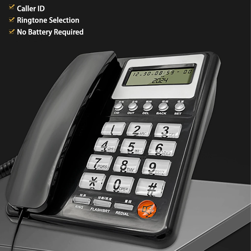 ABS Desk Corded Telephone With Display View Time And Date For Efficient Office Communication Corded Landline Phone