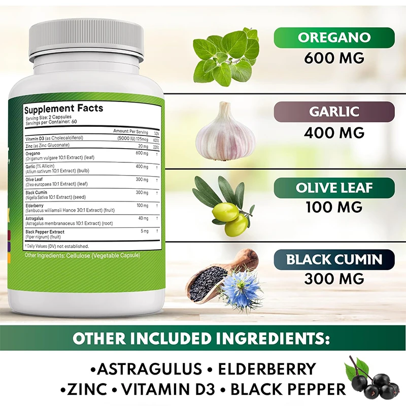 Niuzhi Oil Garlic Extract Olive Leaves And Huangqi Supplement -60 Capsules