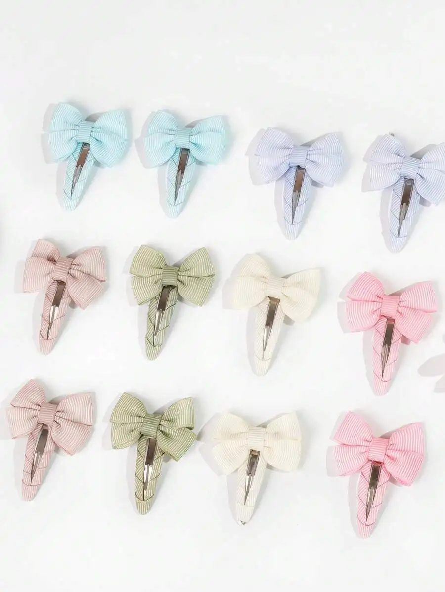 30PCS Small Snap Hair Bow Clips For Women Grosgrain Ribbon 1.5 Inch Barrettes Daily Accessories