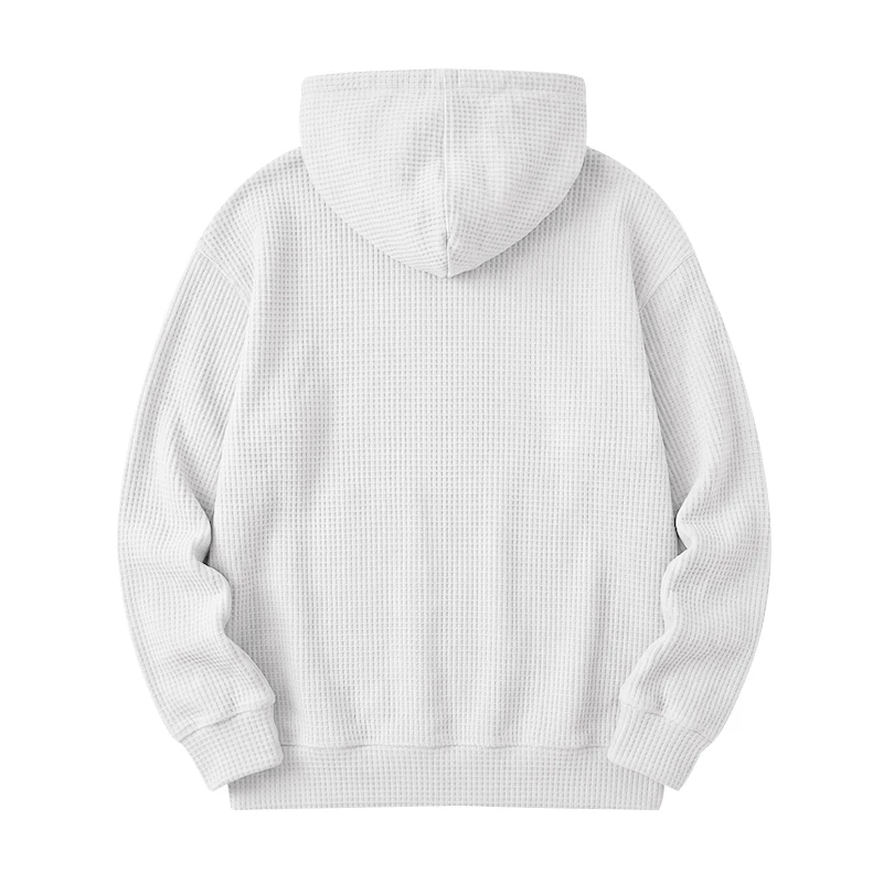 Herren Frühling und Herbst Einteiliger Waffel-Strick 1/4 Reißverschluss Lässiger Loser Kapuzenpullover, Geeignet für den Täglichen Gebrauch – Detail 6