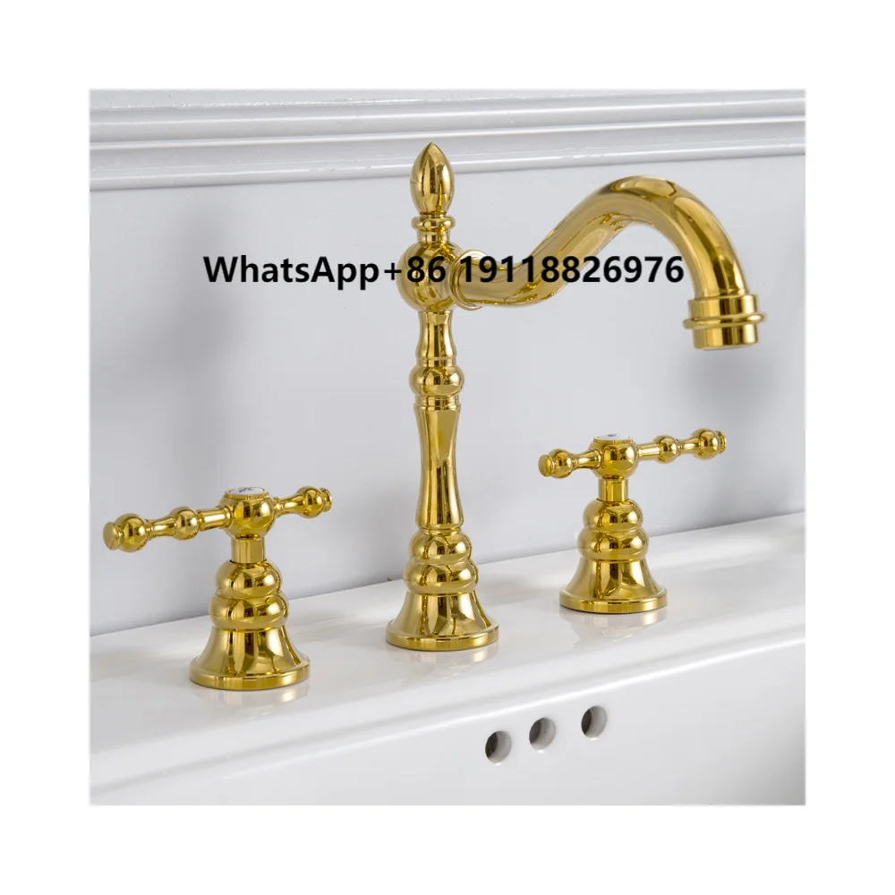 

Hot Selling Traditional Style Brass 3-Hole Dual Handle Faucet Basin Taps for Bathroom Sink