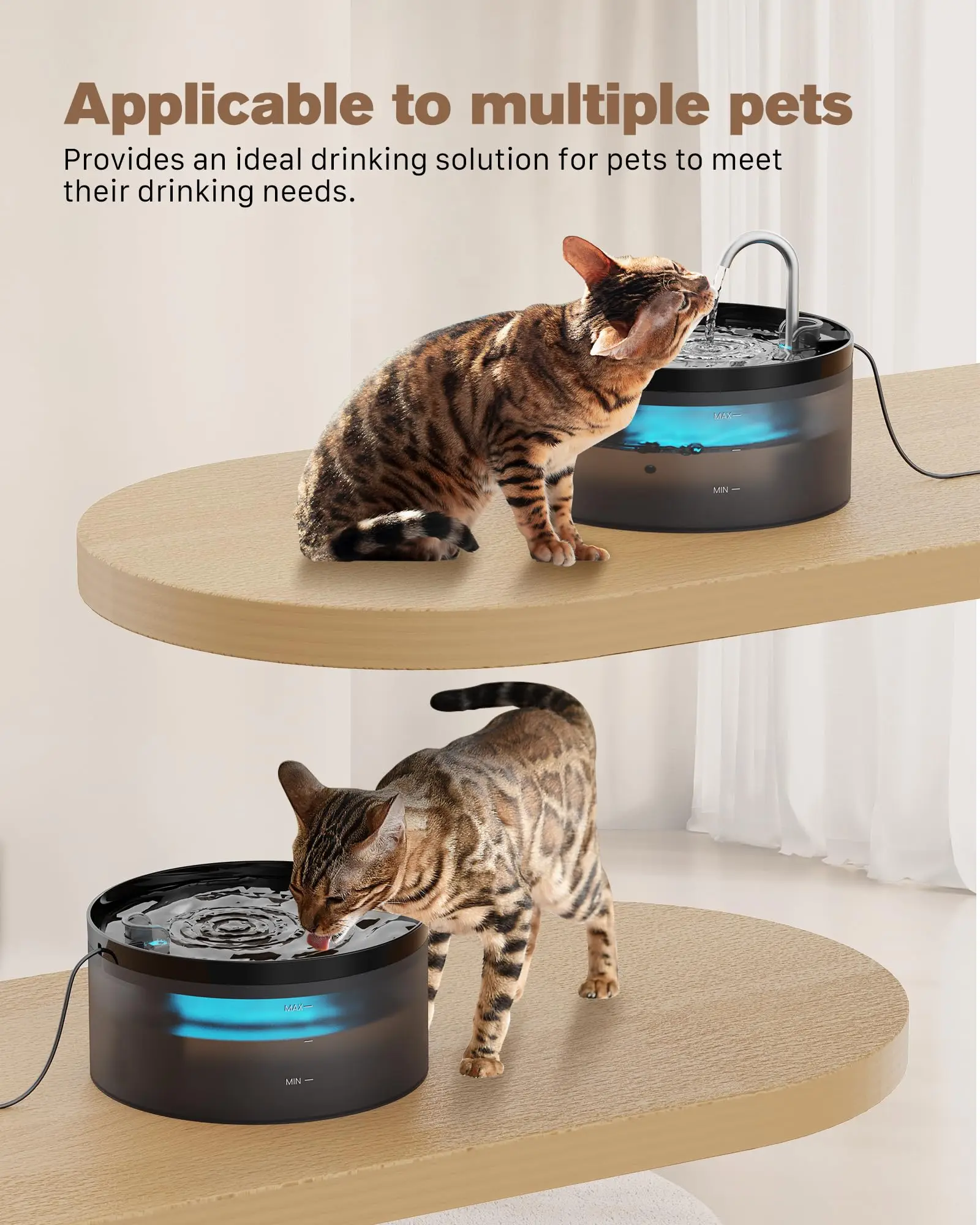 2.1L Automatic Pet Water Fountain Indoor Ultra-Quiet Pump Faucet Cat Fountains Suitable With USB Sensor Electric for Cats Dogs - view 6