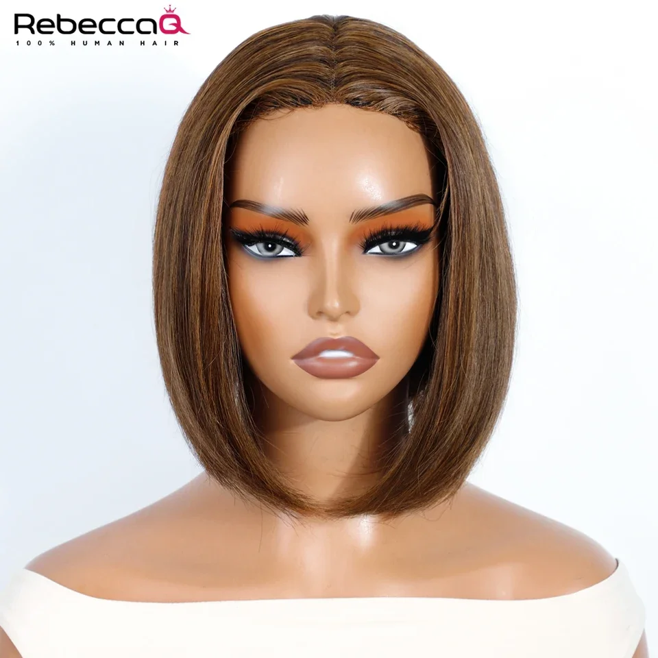 

Парик из натуральных волос P4/30 коричневого цвета, прямой крой боб, для женщин, 5x1, короткий прямой парик боб с кружевом, P4/30, с мелированием, парик с кружевом