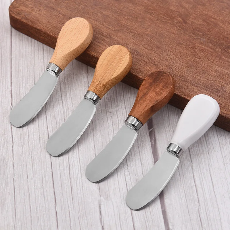 Wooden Handle Butter Cutter Knife Dessert Cheese Slicer Knives Toast Breakfast Utensil Jam Spreaders Cream Cutter Kitchen Tools