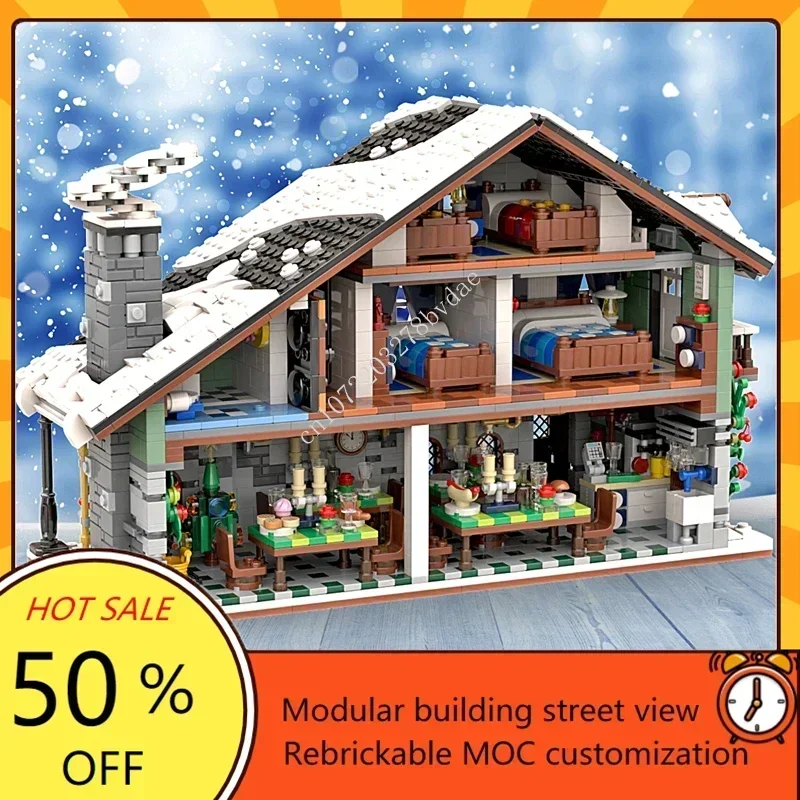 4610 Elementów Zimowy Chalet Modularny MOC-910004 Kreatywny widok ulicy Architektura Edukacyjna Układanka Puzzle Zabawki Urodzinowe dla Dzieci Prezent