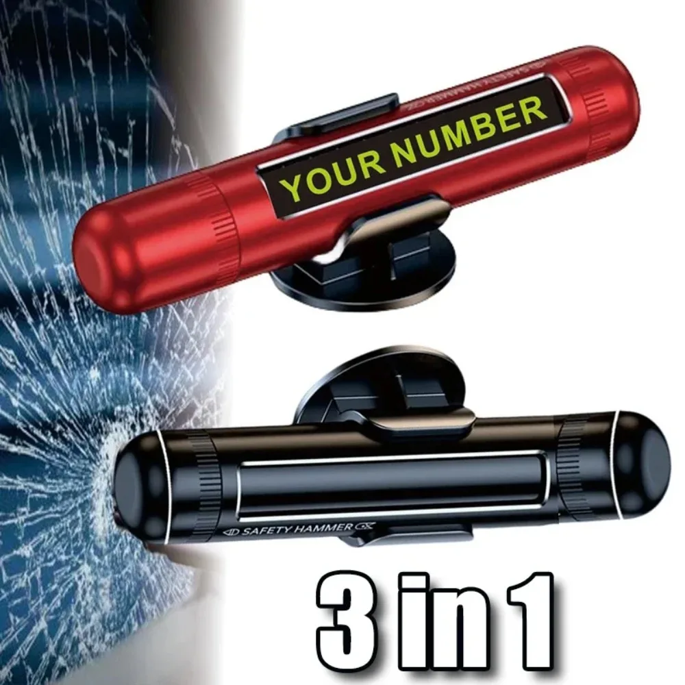 Rompeventanas de coche 3 en 1, cortador de cinturón de seguridad, placa de número de teléfono, Mini martillo de seguridad para coche, herramienta de rescate rota para ventana de vidrio en un segundo