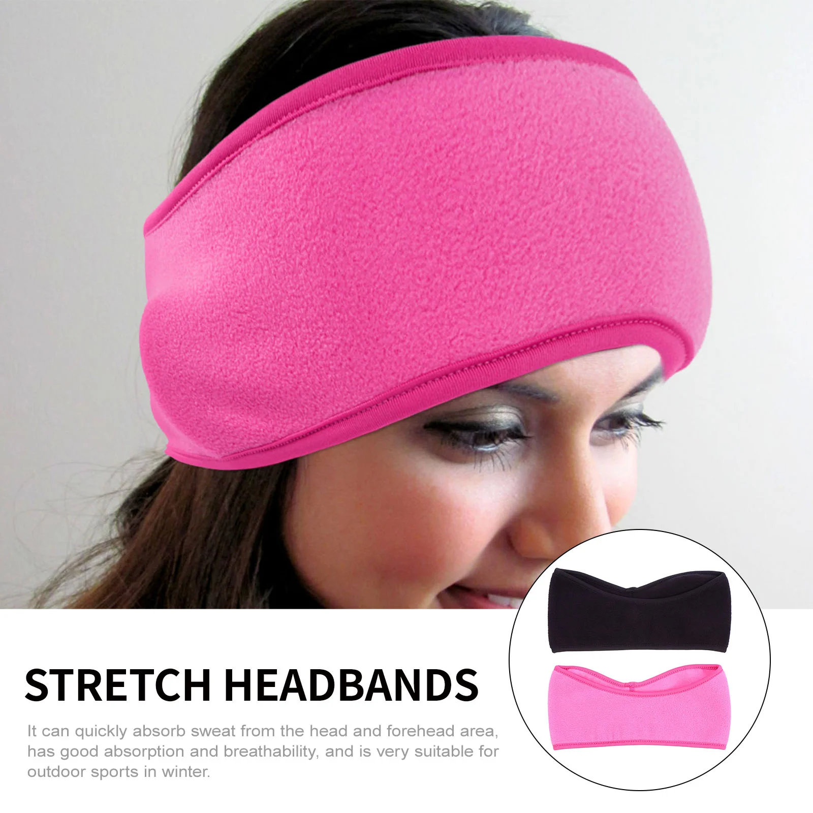 2 Pcs Polar Fleece Headband Windproof Sports Warm Headwear Warmer Stretch Headbands for Protection Cold-proof