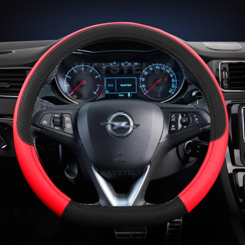 Car Steering Wheel Cover D Shape Leather For Opel Astra 2015-2021 Corsa Combo Mokka 2018-2021 Grandland X Insignia CT 2017-2021