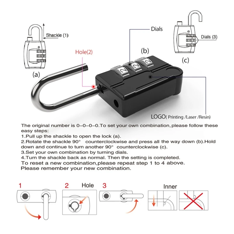 4 Digit Code Kombination Vorhängeschloss Kleine Reise Gepäck für FALL Schloss Keyless Schäkel Schloss für Rucksack Tsa Schloss für Gepäck