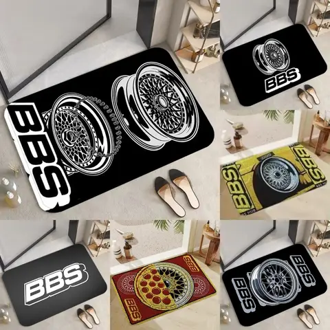 B-BBS 휠 로고 도어 매트, 거실 침실 입구 카펫, 가정용 발 매트, 복도 및 바닥 장식용 세련된 러그