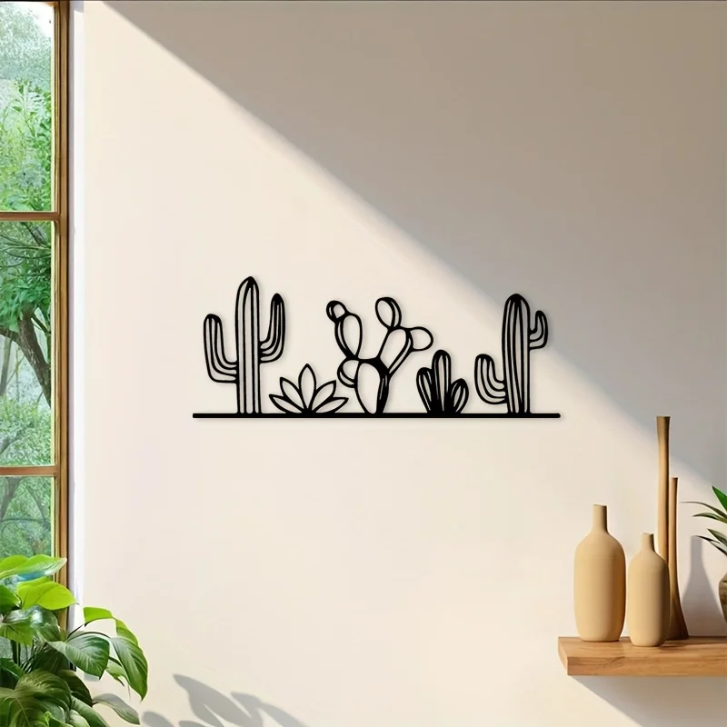 Vintage schwarze Kaktus-Wandkunst aus Aluminium, 30,5 x 40,6 cm, wasserfeste, langlebige Metallplakette für Schlafzimmer, Büro, Außenbereich, Heimdekoration