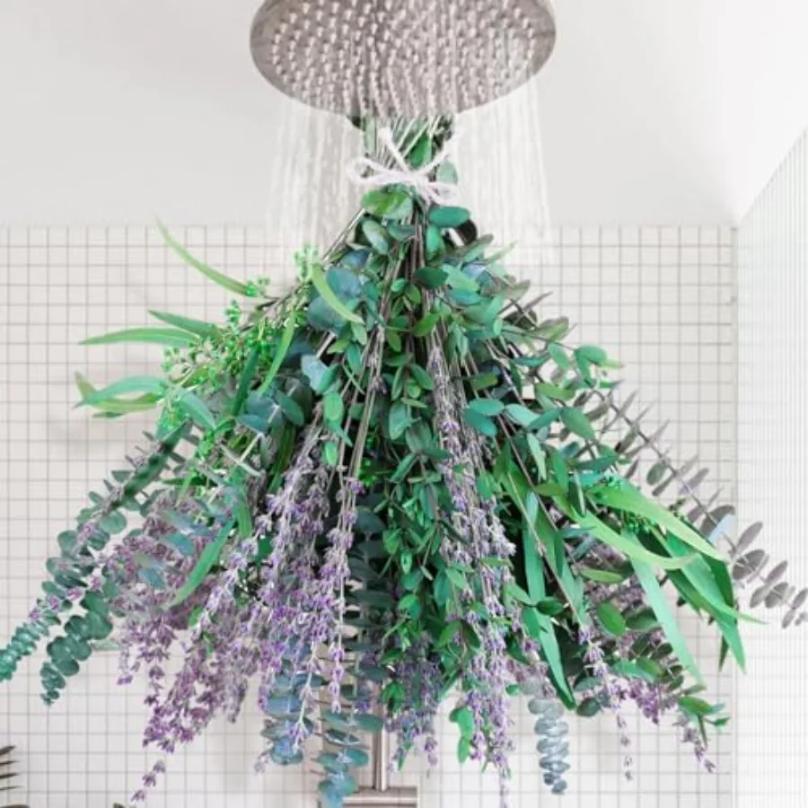 65 Pcs Mix Dried Eucalyptus Stems and Lavender Bundle for Shower, 17" Natural Real Preserved Eucalyptus Leaves Greenery, Lavend