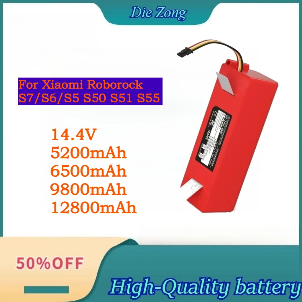 

New 14.4V 12800mAh High Capacity Replacement Battery Applicable for Xiaomi Roborock S7/S6/S5 S50 S51 S55 Robotic Vacuum Cleaners