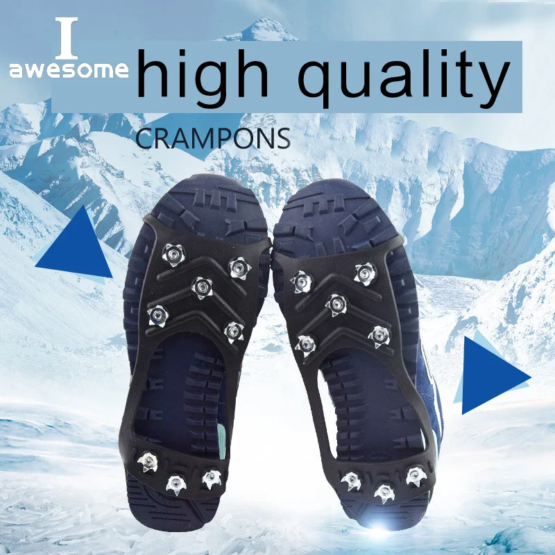 

8 Teeth Ice Gripper For Shoes Snow Crampons Anti-slip Ice Gripper Hiking Cleats Spikes Traction Ice Floes 8 Stud Shoes Grip