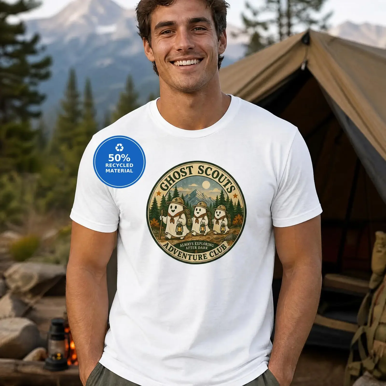 고스트 스카우트 어드벤처 클럽 티셔츠 귀여운 캠핑 레트 - Outdoor Adventure Club 리뷰 및 가격