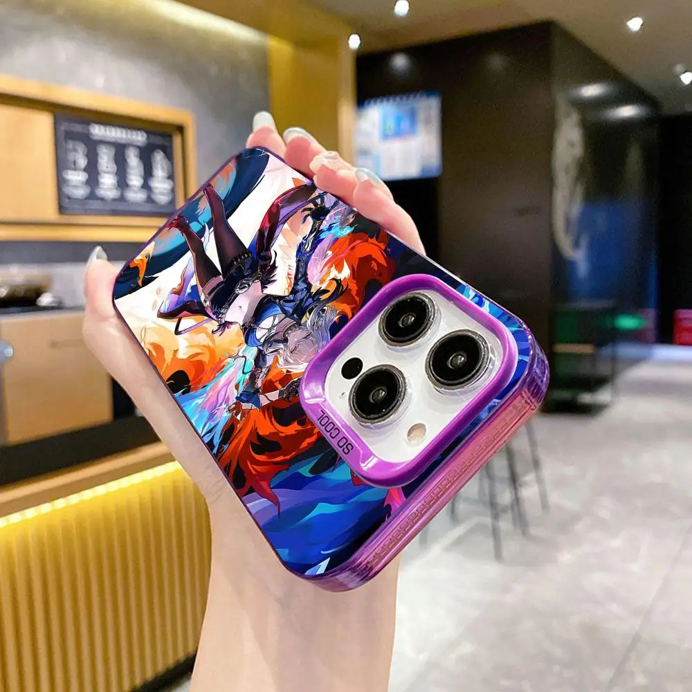 حافظة لهاتف آيفون 17 16 15 14 13 12 11 X XR XS 8 7 Pro Max Plus غطاء أرجواني شفاف جميل