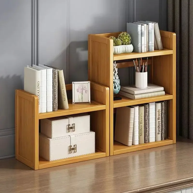 Bookshelf Simple Desktop Bookcases Small Floor To Floor Storage Rack Office Desk Multi-layer Storage Solid Healthy Bamboo Racks