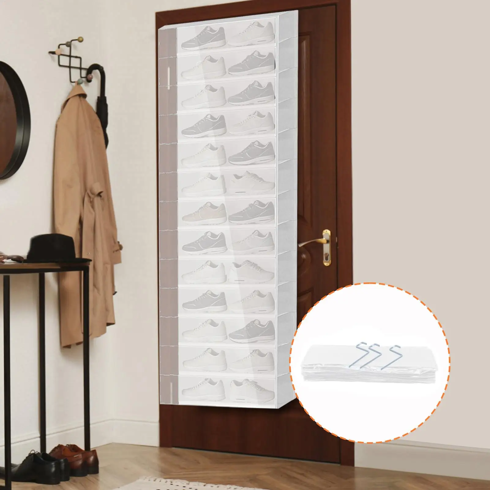 Shoe Rack For Door 26 Pockets Hangable Holder Clear Foldable Shoe Hanger For Door For Footwear Boot Sneaker High Heel Storage