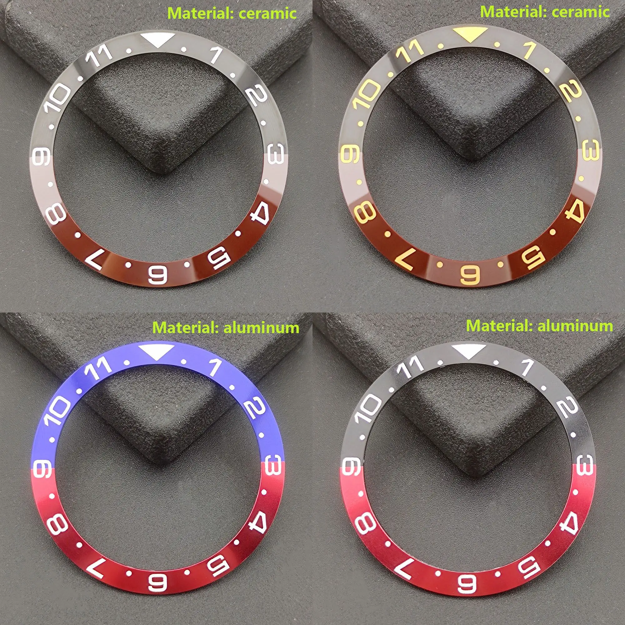 38mm  Aluminum or Ceramic Bezel Insert Replacement of watch accessories parts