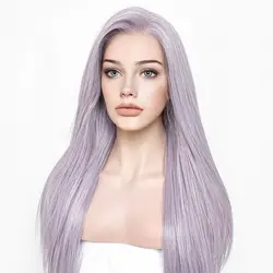 Light Purple Lolita Women Synthetic Hair Wigs with Baby Hair Glueless Long Silky Straight 180Density 13x4 Lace Front Wigs