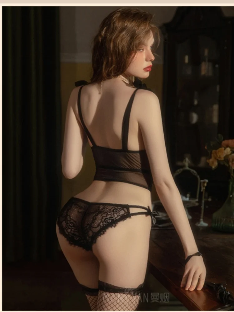Sweet Sexy Ladies Bra Set Fishbone Corset Spicy Girl Lace Lingerie Strap Upholstery Gathered Type Thin Corset Women Bra Set image 4