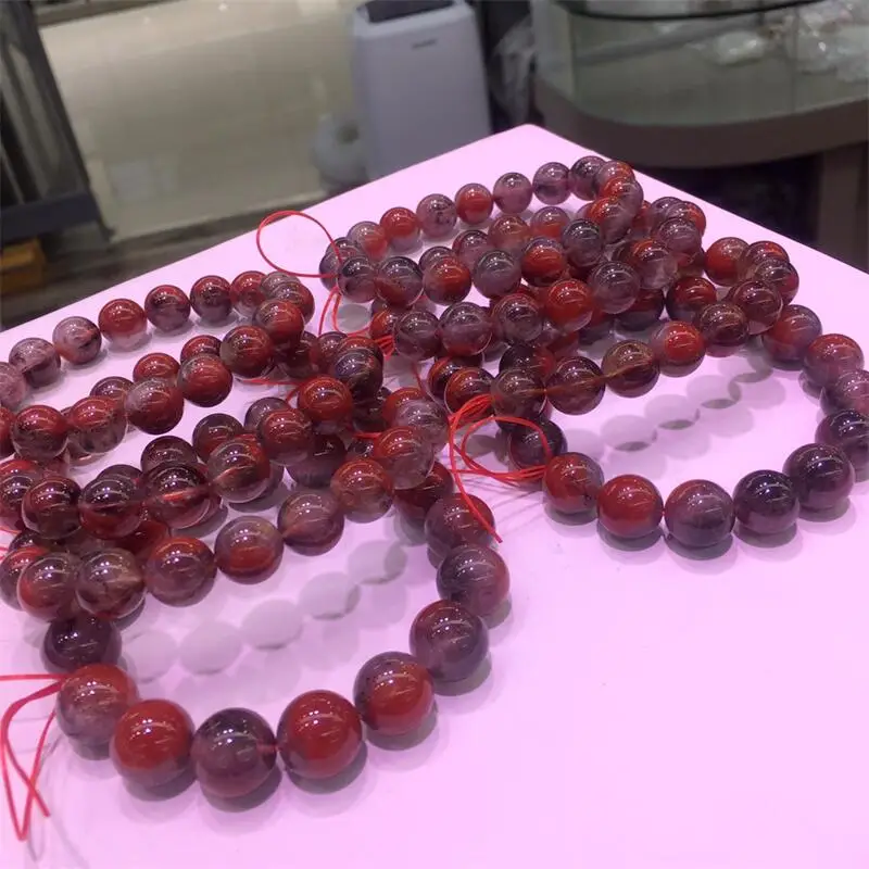 Natural Red Auralite Quartz Bracelet Handmade Stretch Rope Bracelet Luxury Jewelry Energy Healing Gift 1PCS