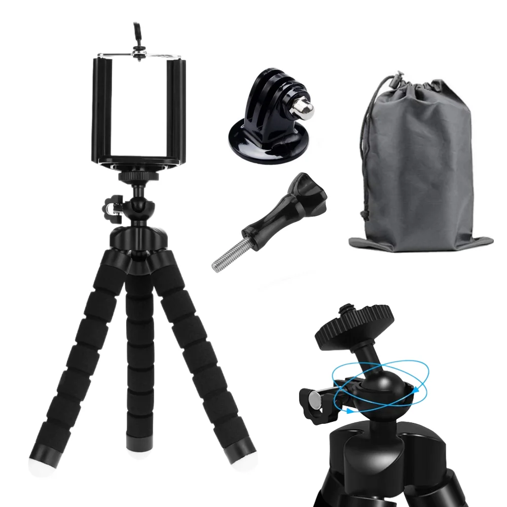 Octopus Tripods for Gopro Hero 12 11 10 9 8 7 Black Flexible Mini Tripod Accessories for Go Pro 6 5 YI Eken SJCAM DBPOWER AKASO