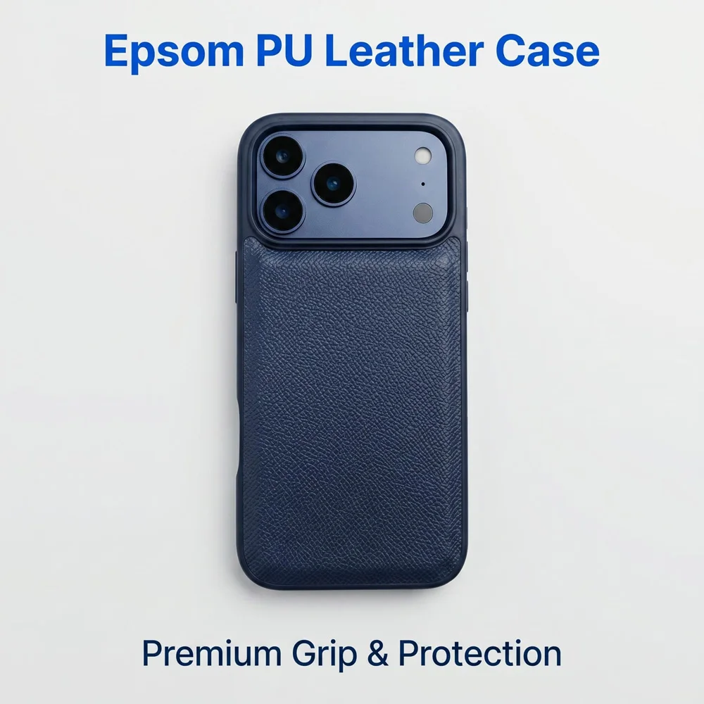 

Light Slim Epsom Palm Grain PU Leather Phone Case For iPhone 18/17/16/15/14 Pro Max Flexible TPU Bumper Drop Protection Cover