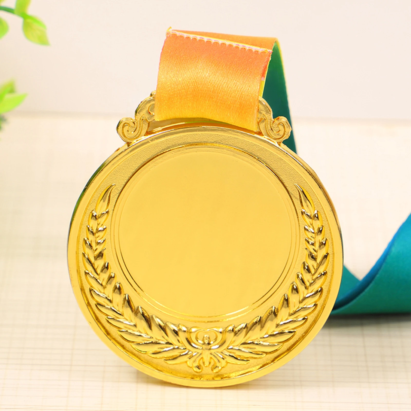2.54 Inches Wheat Ear Metal Medals with Neck Ribbon School Sports Meet Awards Round Winner Prize Present for Kids Souvenir Gifts