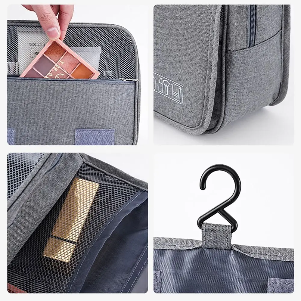 Large Capacity Portable Travel Toiletry Bag with Hanging Hook Waterproof Cosmetic Organizer Bag Multifunctional Water-resistant