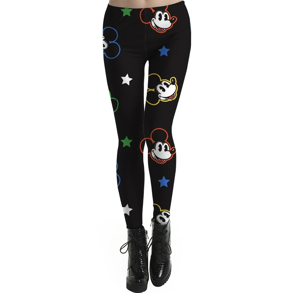 Women Fashion Disney Mickey Mouse print Leggings Sexy Print Femme Push Up Pants Casual Camo Sport Workout Fitness Legging