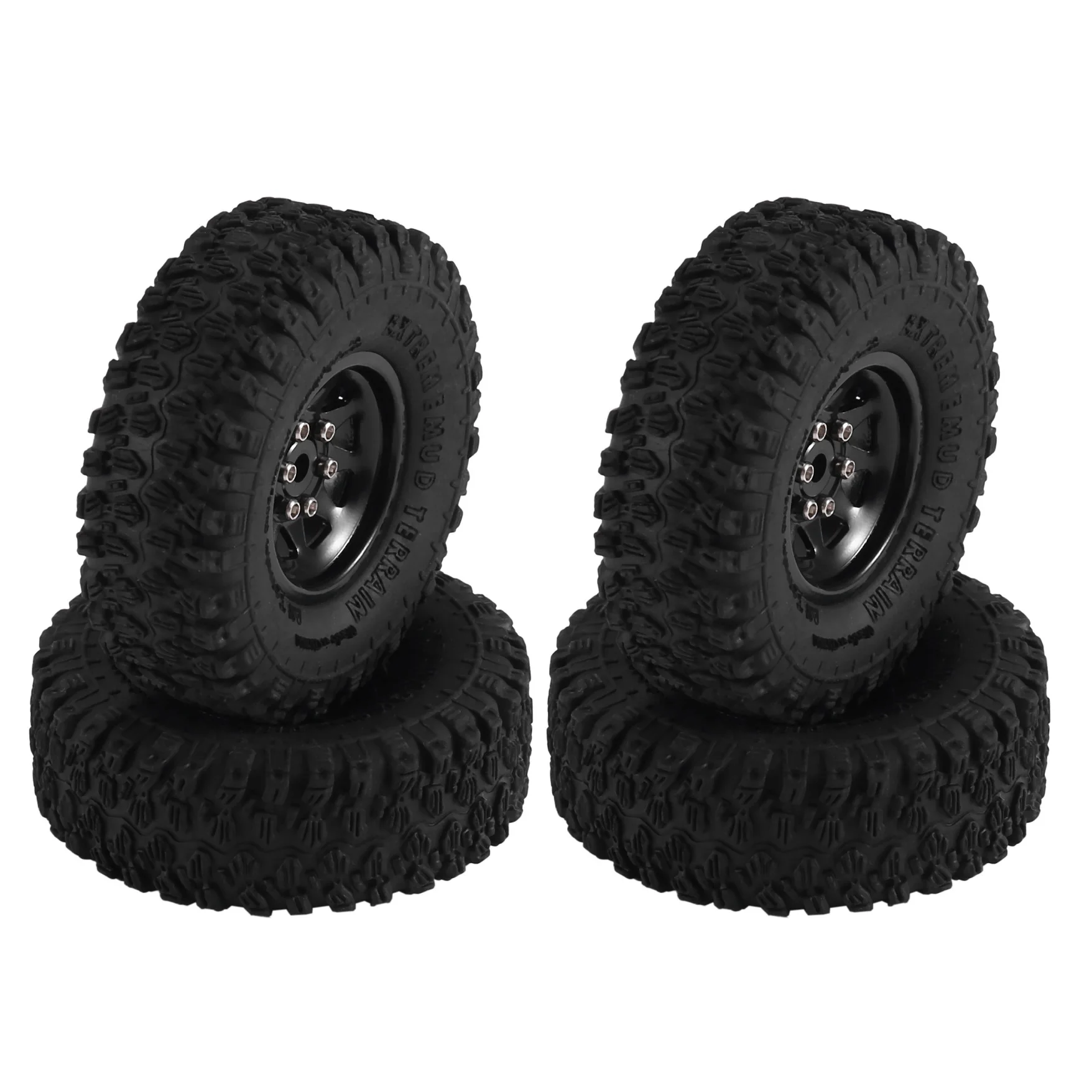 4pcs Metal 1.0" Beadlock Deep Dish Wheel Tire Set For 1/18 1/24 RC Crawler Car Axial SCX24 AX24 TRX4M FMS FCX24 Upgrade Parts