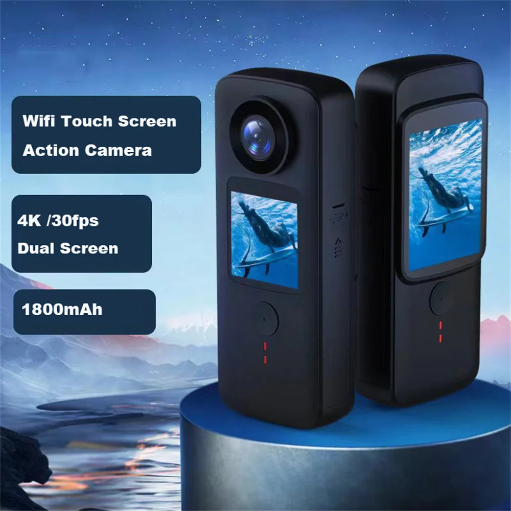 

4K Dual Screen Action Camera 1080P/30FPS Waterproof WiFi DV Video Recording Camera Sports Cameras Outdoor Diving Mini Cam