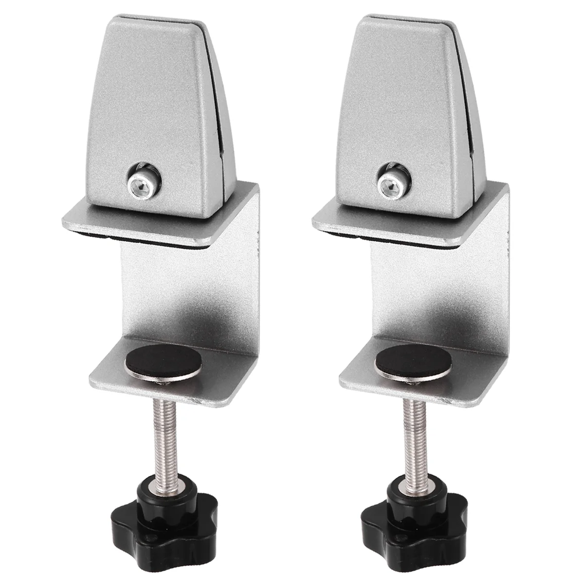 F-3C 2 Pcs Office Desk Divider Clamp Privacy Screen Clip Holder Bracket Screen Baffle Clamp Partition for Table Clamp -Silver