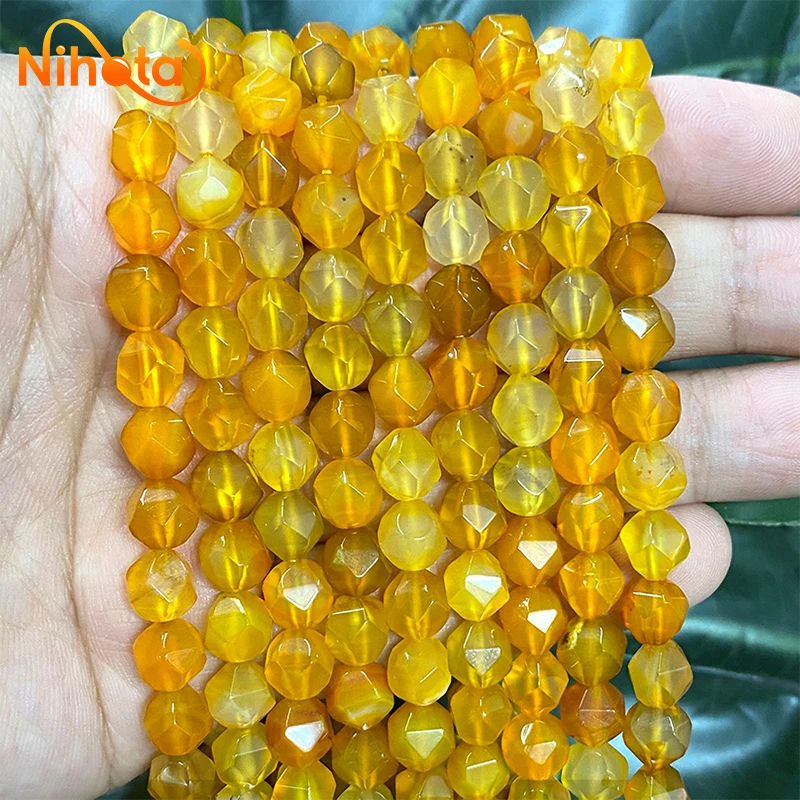 

Natural Faceted Orange Agates Beads Loose Spacer Making Jewelry Stone Beads for Diy Charms Bracelet Accessories 15" Strand 8mm