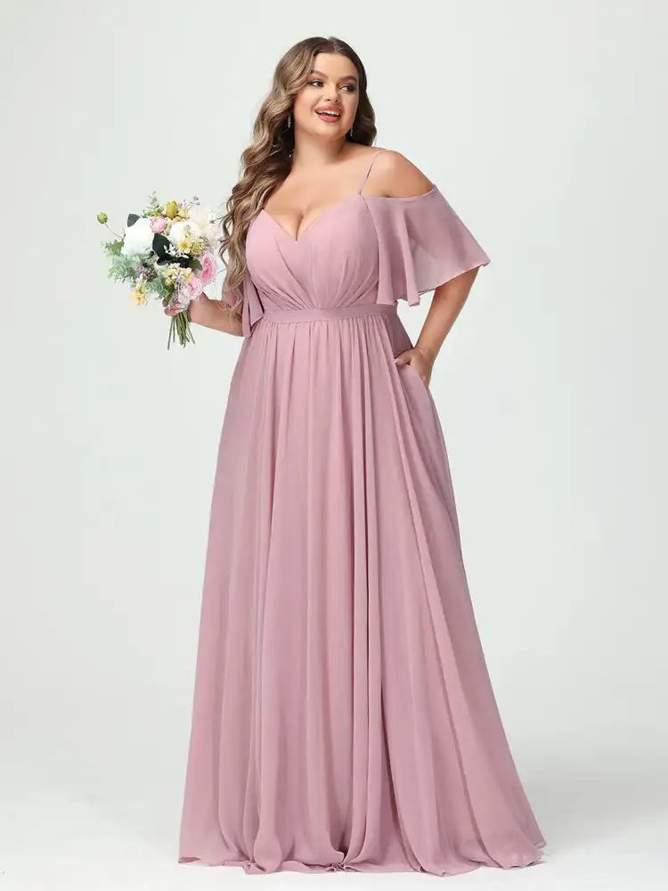 Vestido de dama de honra, Vestido formal, Longo com Split, Linha A, Vestidos formais, Festa de casamento, Ocasião elegante