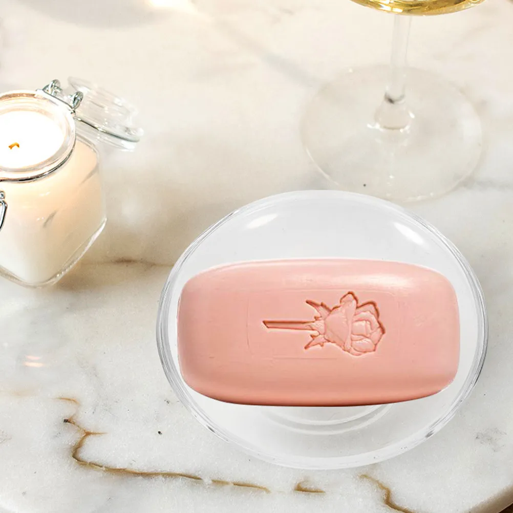 

2Pcs Clear Glass Soap Dish Round Smooth Polished Tray for Bathroom Kitchen Countertop Soap Bar Holder Dish Sponge Jewelry