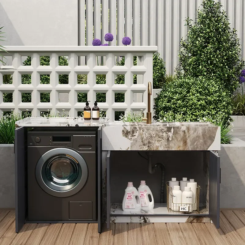 Outdoor Courtyard Sink Rock Slab Imitation Stone Laundry Pool Balcony Household Imitation Marble Sink for Garden Patio Use